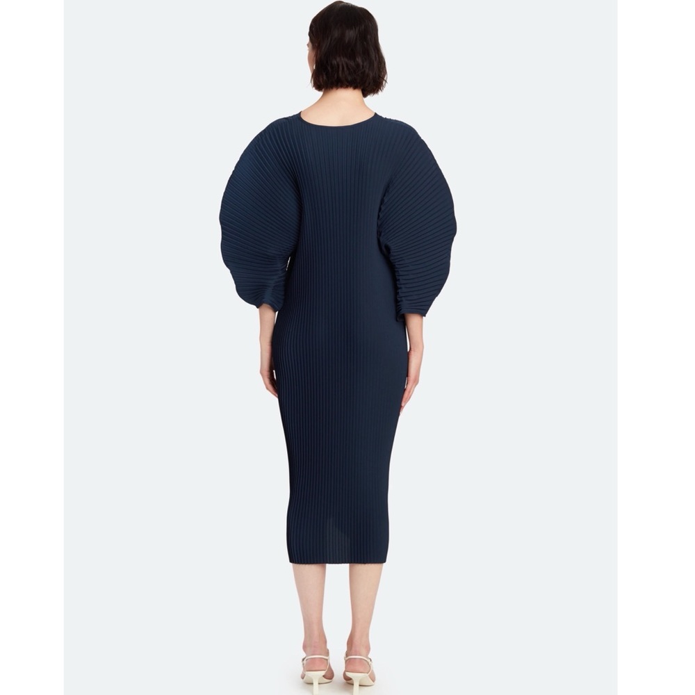 NWT Stylein Isadora Pleated Midi Dress-Navy Blue - Picture 2 of 6